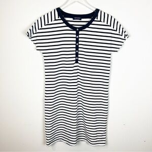 Saint James Navy Blue Striped Dress with nautical buttons size US 6